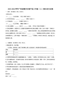 2023-2024学年广东省潮州市饶平县八年级（上）期末语文试卷(含详细答案解析)