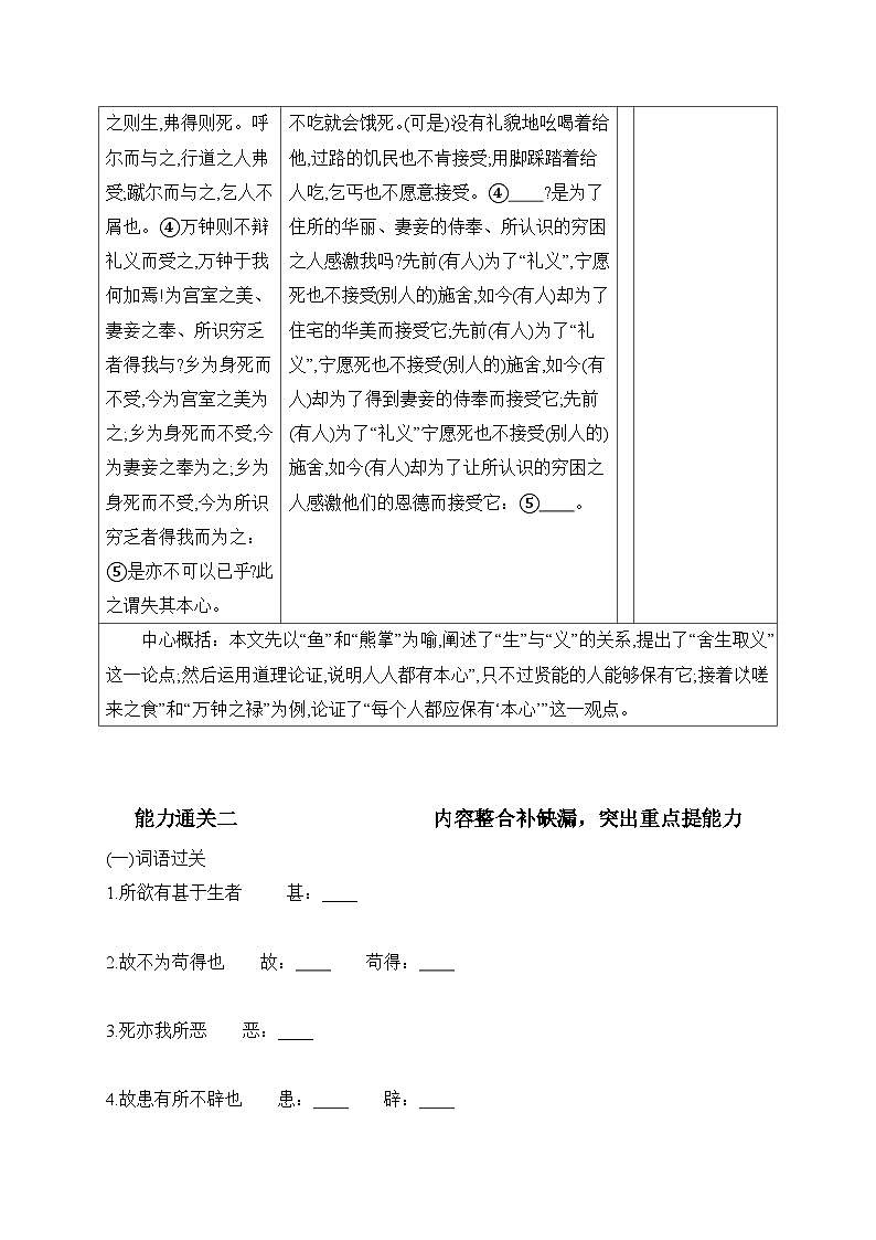 2025年中考语文复习：九年级下册文言文能力通关练习题（含答案）第2页