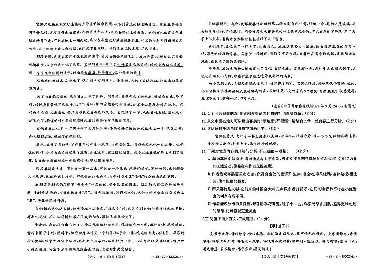 甘肃省定西市临洮县2024-2025学年七年级上学期1月期末语文试题第3页