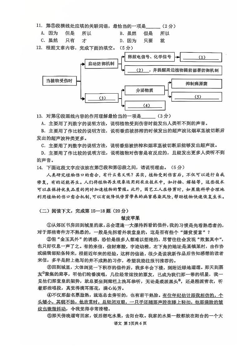 2025届奉贤区初三一模语文试卷第3页