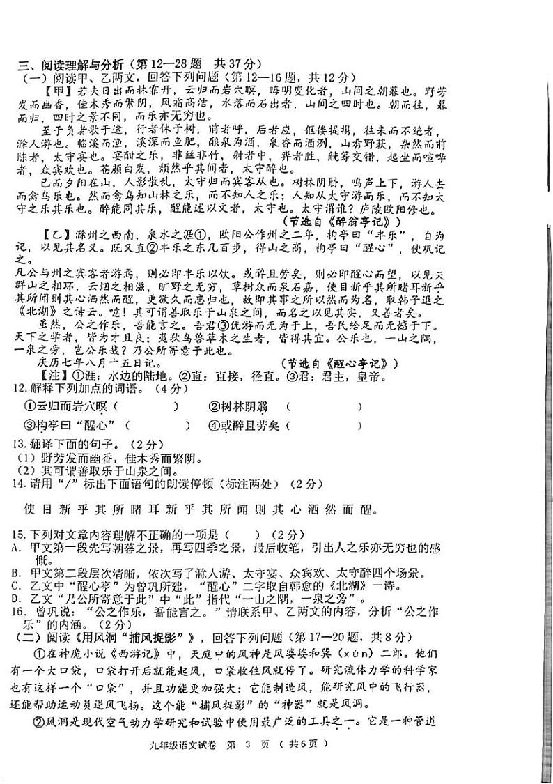 黑龙江省齐齐哈尔市依安县等4地2024-2025学年九年级上学期1月期末语文试题第3页