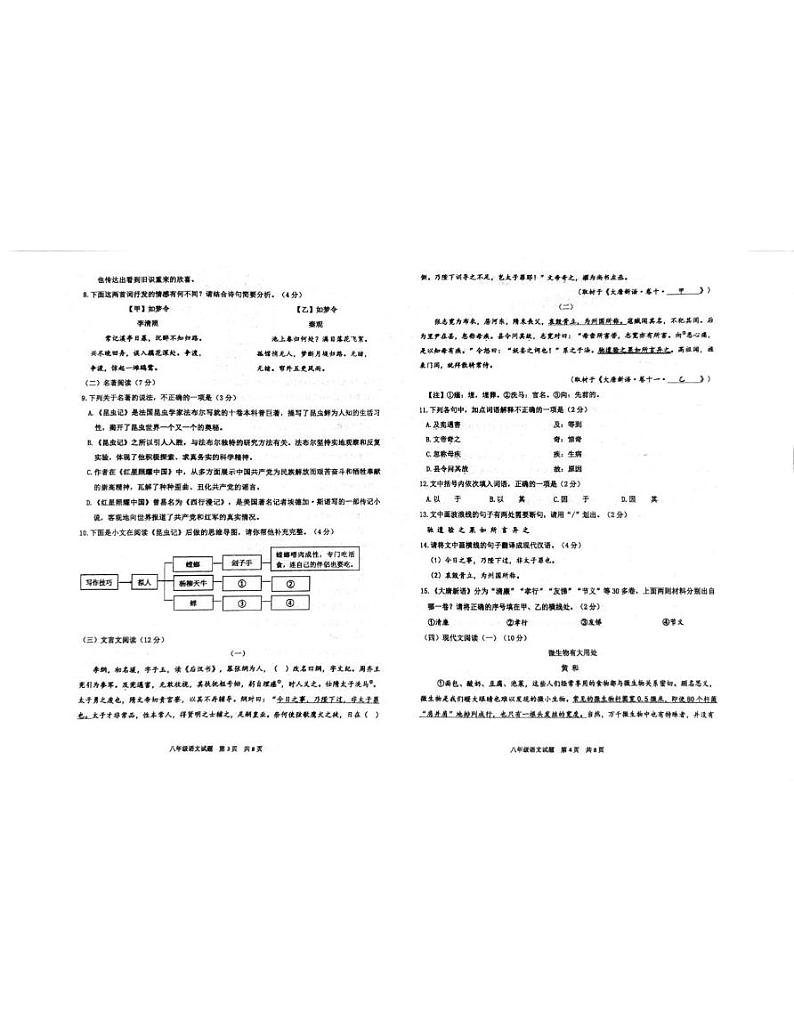 山东省青岛市城阳区2024-2025学年八年级上学期1月期末考试语文试题第2页