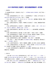 2025年中考语文二轮复习：现代文阅读答题技巧+练习题（含答案）