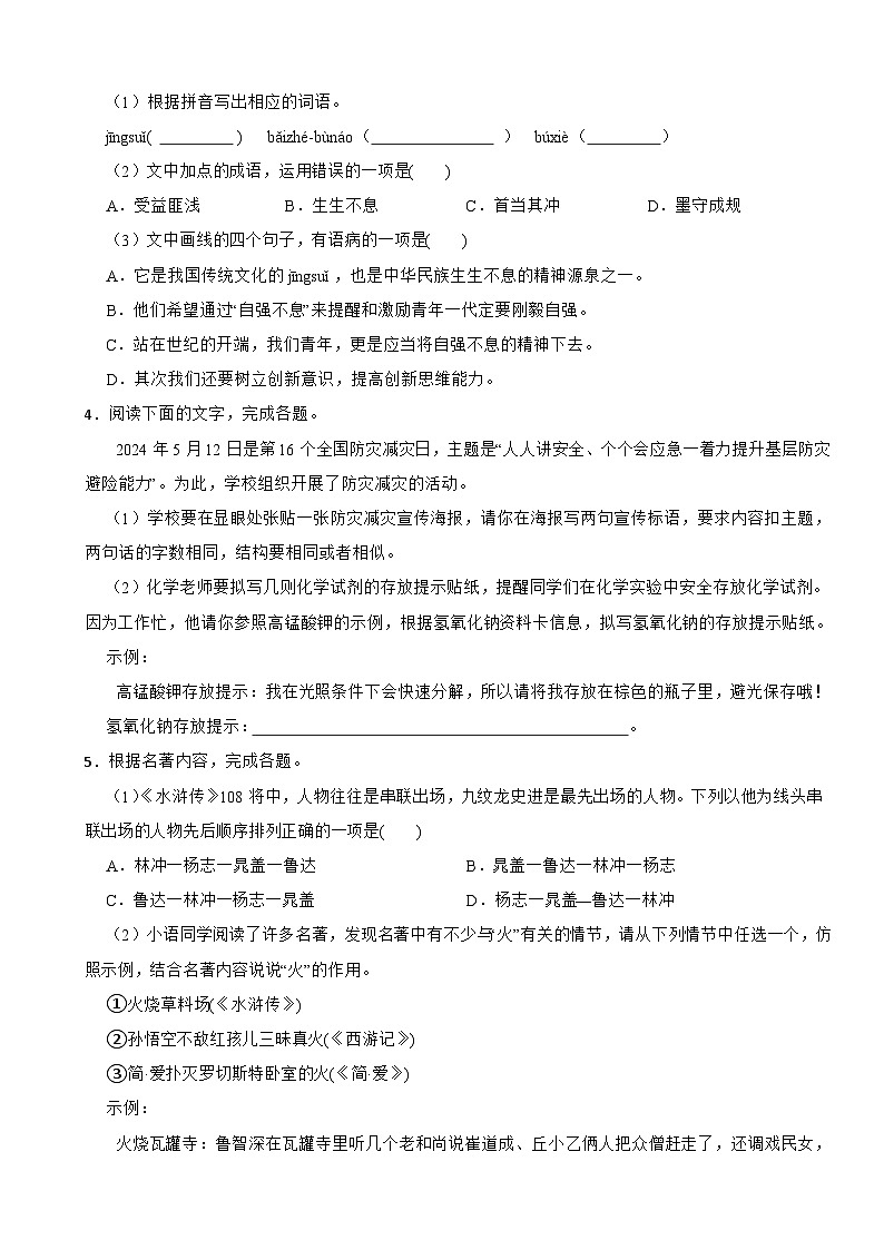 广东省阳江市江城区2024年中考语文二模考试卷含答案第2页