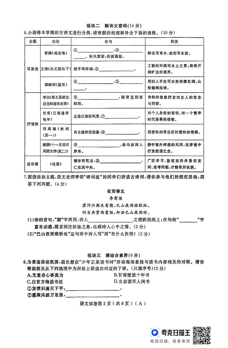 扫描件_语文试卷第2页