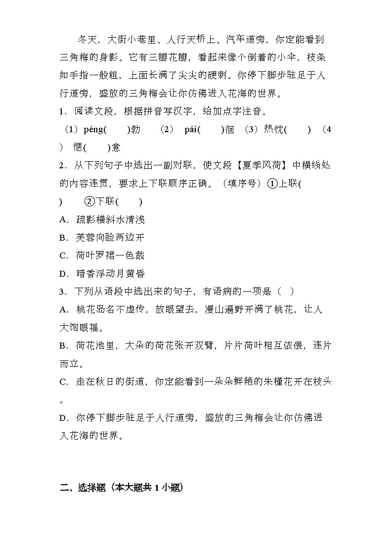 湖北省黄石市大冶市还地桥镇教联体2024-2025学年七年级上学期期末 语文试题（含解析）第2页