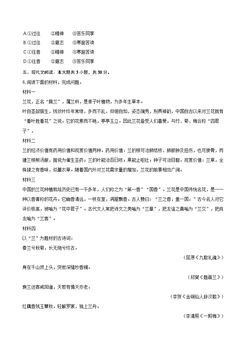 2023-2024学年吉林省白城市大安市七年级（下）期末语文试卷(含详细答案解析)第3页