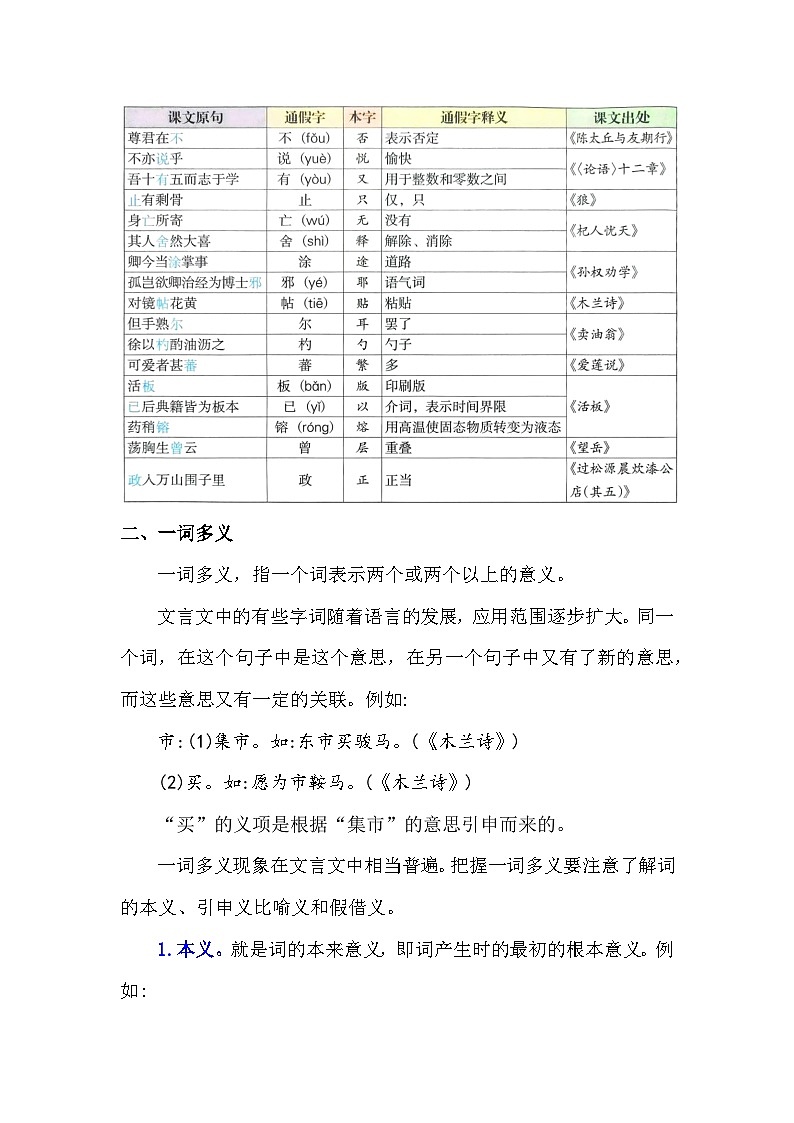 统编版（2025新版）七年级下册语文：常见文言实词在句中的含义 学案第2页