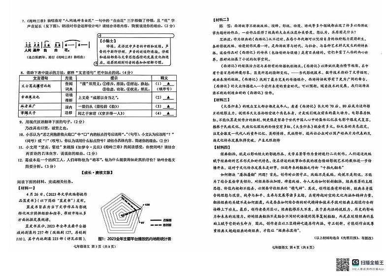 江苏省苏州市振华2024-2025学年七年级上学期期末语文真题第2页