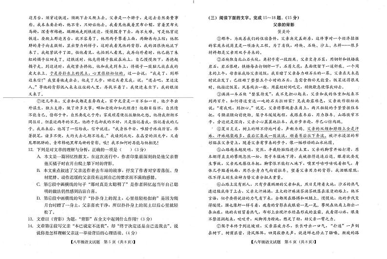 广东省汕尾市2024-2025学年八年级上学期语文期末卷第3页