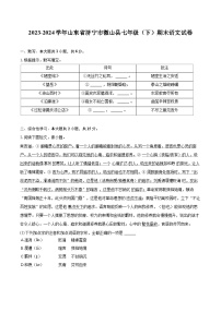 2023-2024学年山东省济宁市微山县七年级（下）期末语文试卷（含详细答案解析）