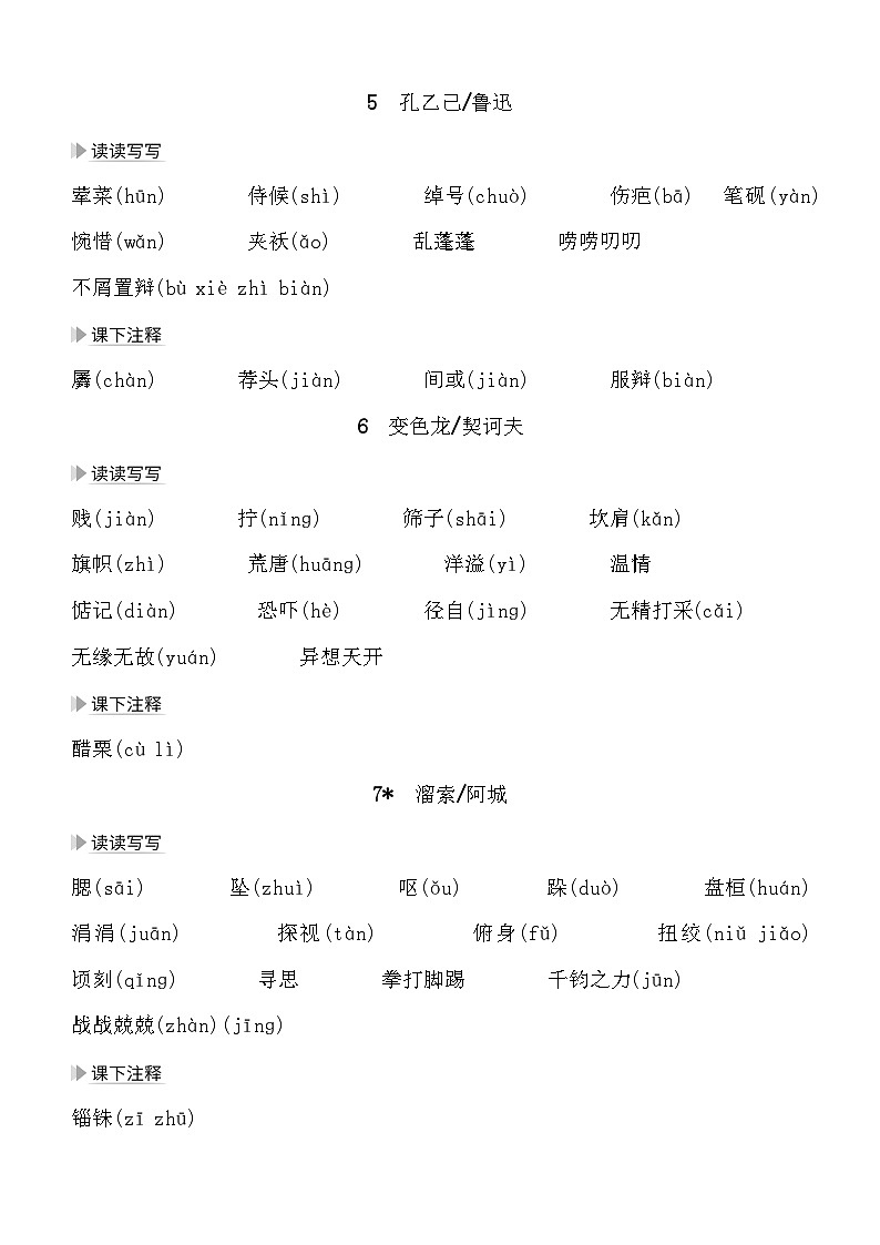 统编版九年级下册语文寒假预习：全册基础知识点学案第2页