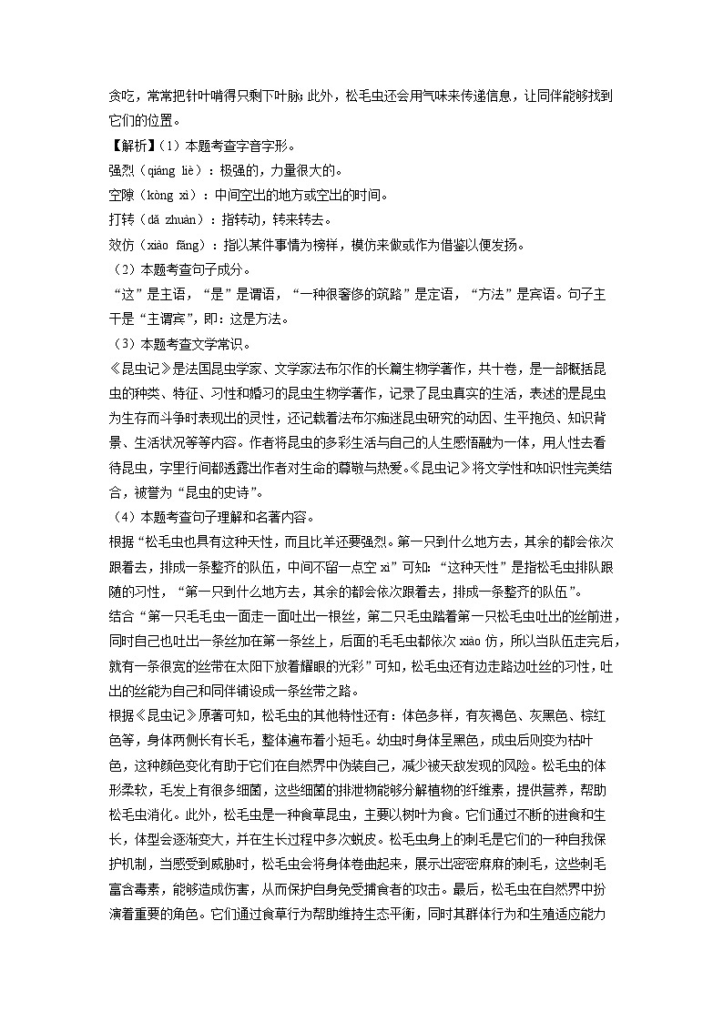 2024~2025学年安徽省涡阳县丹城学区八年级上学期期末考试语文试卷（解析版）第2页