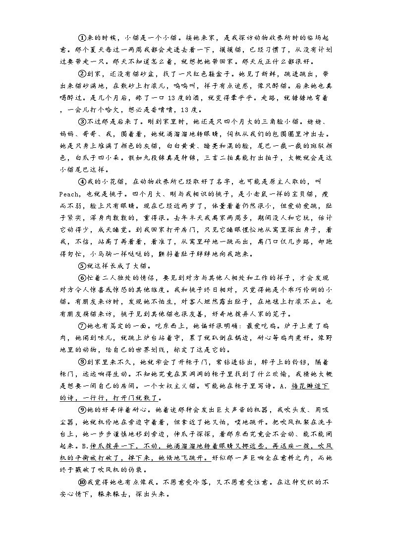 浙江省浙共体2024-2025学年七年级上学期期末语文试题第3页