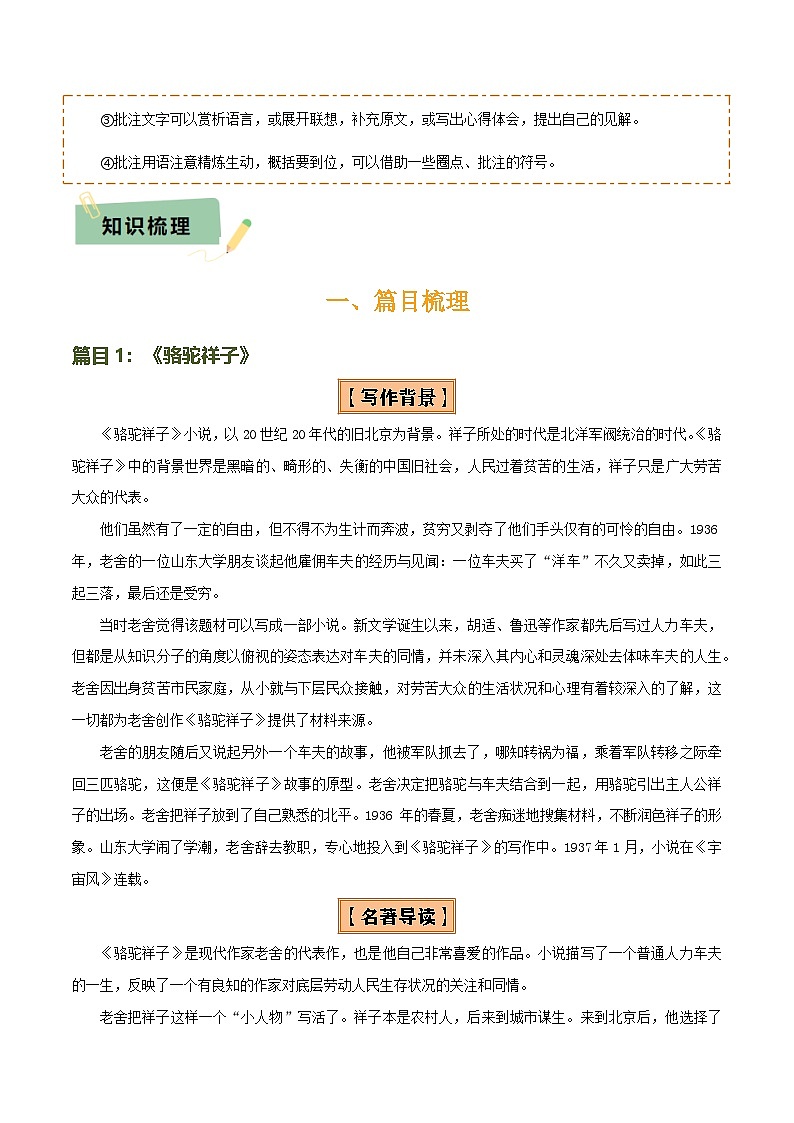 专题11 《骆驼祥子》《海底两万里》（8份思维导图+2部名著梳理+5点阅读技巧+5点复习方法）（原卷版）第3页