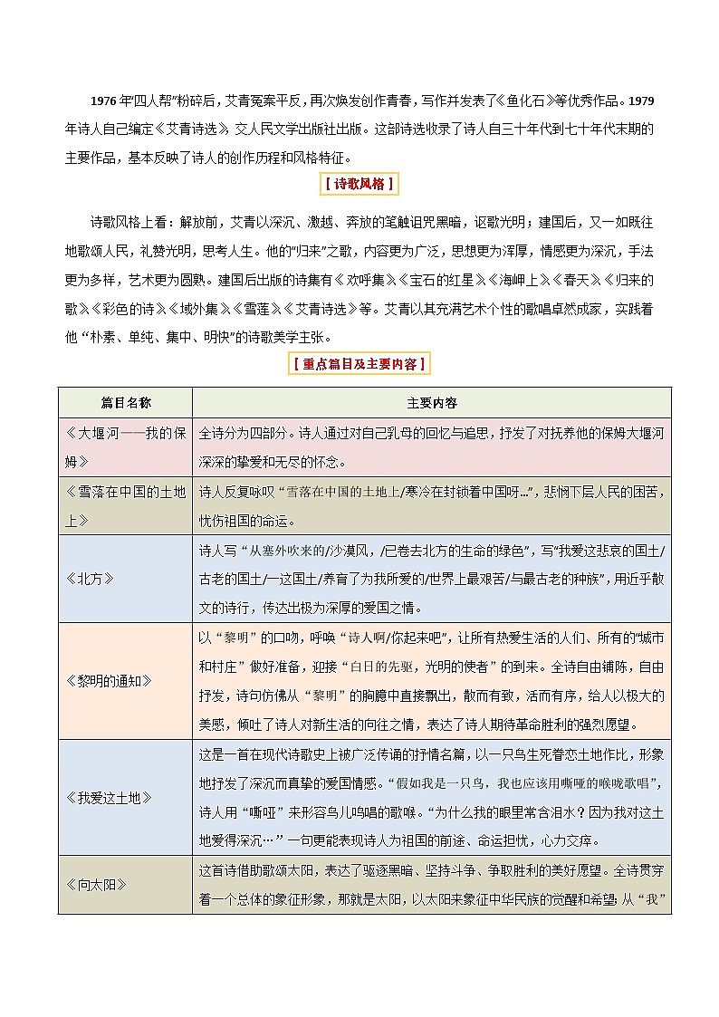 专题14 《艾青诗选》《水浒传》（6份思维导图+2部名著梳理+突破易错易混3法+名著解题4法）（解析版）第3页