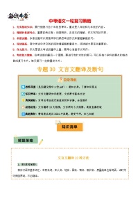 专题30 文言文翻译及断句--2025年中考语文一轮复习答题技巧（讲练）