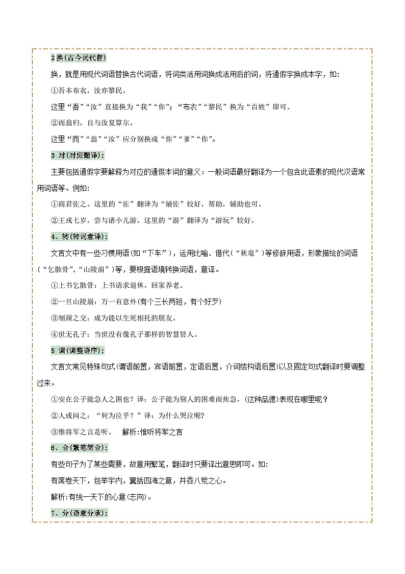 专题30文言文翻译及断句（3份思维导图+文言翻译10法+文言断句知识梳理+文言翻译10大陷阱+文言断句5大陷阱）（原卷版）第2页
