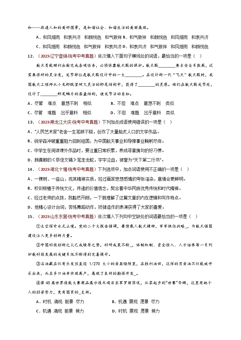 小题必刷2：词语·成语（原卷版）第3页