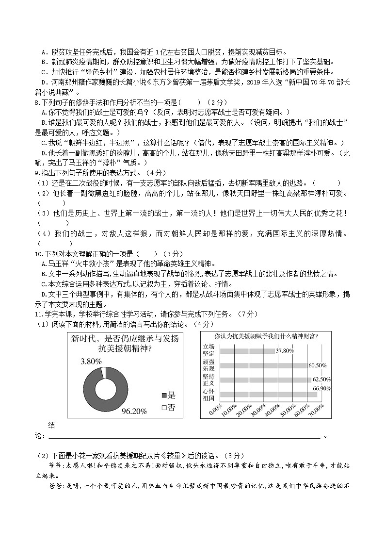 7《谁是最可爱的人》同步检测（含答案）第2页