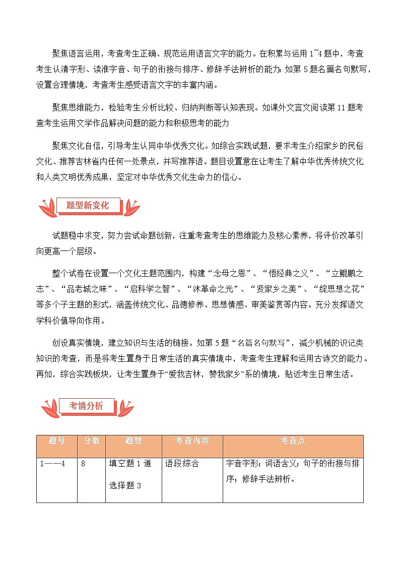 2024年中考语文真题完全解读（吉林卷）第2页
