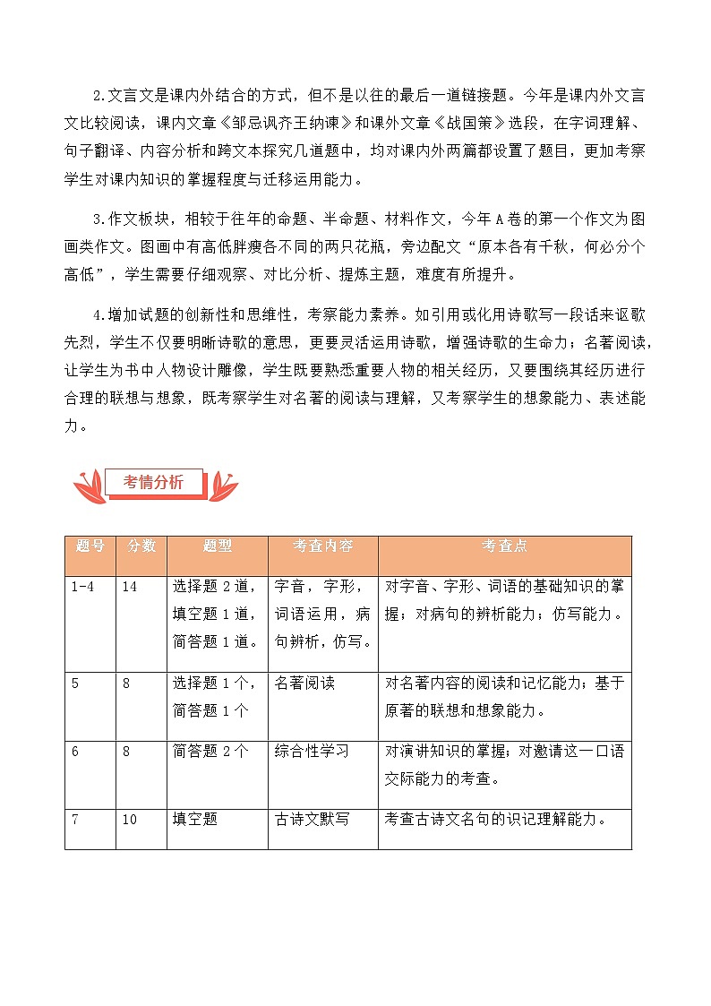 2024年中考语文真题完全解读（重庆A卷）第2页