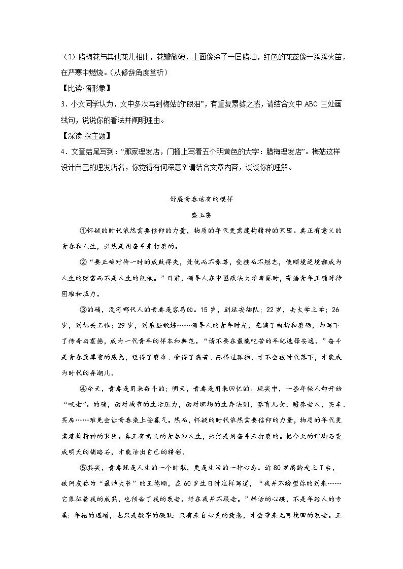 浙江省嘉兴市平湖市2024-2025学年九年级上学期期末语文试题第3页