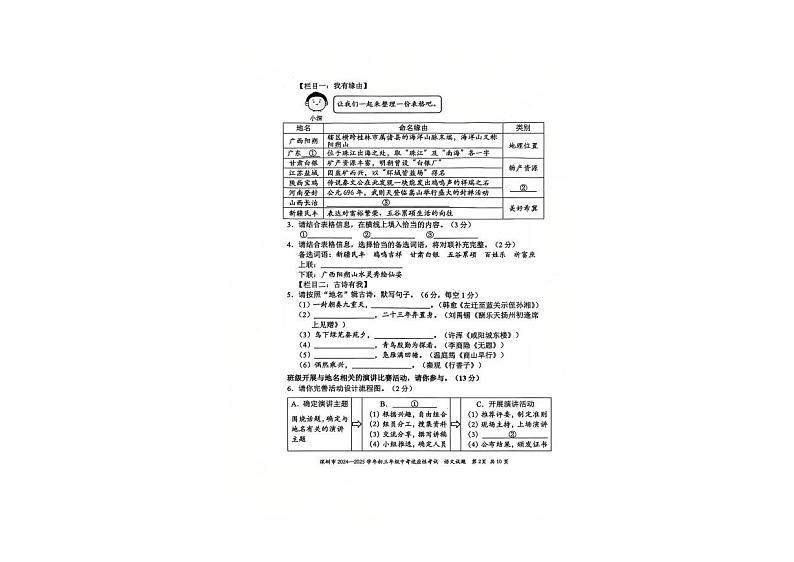 2025年广东省深圳市中考适应性考试语文试卷第2页