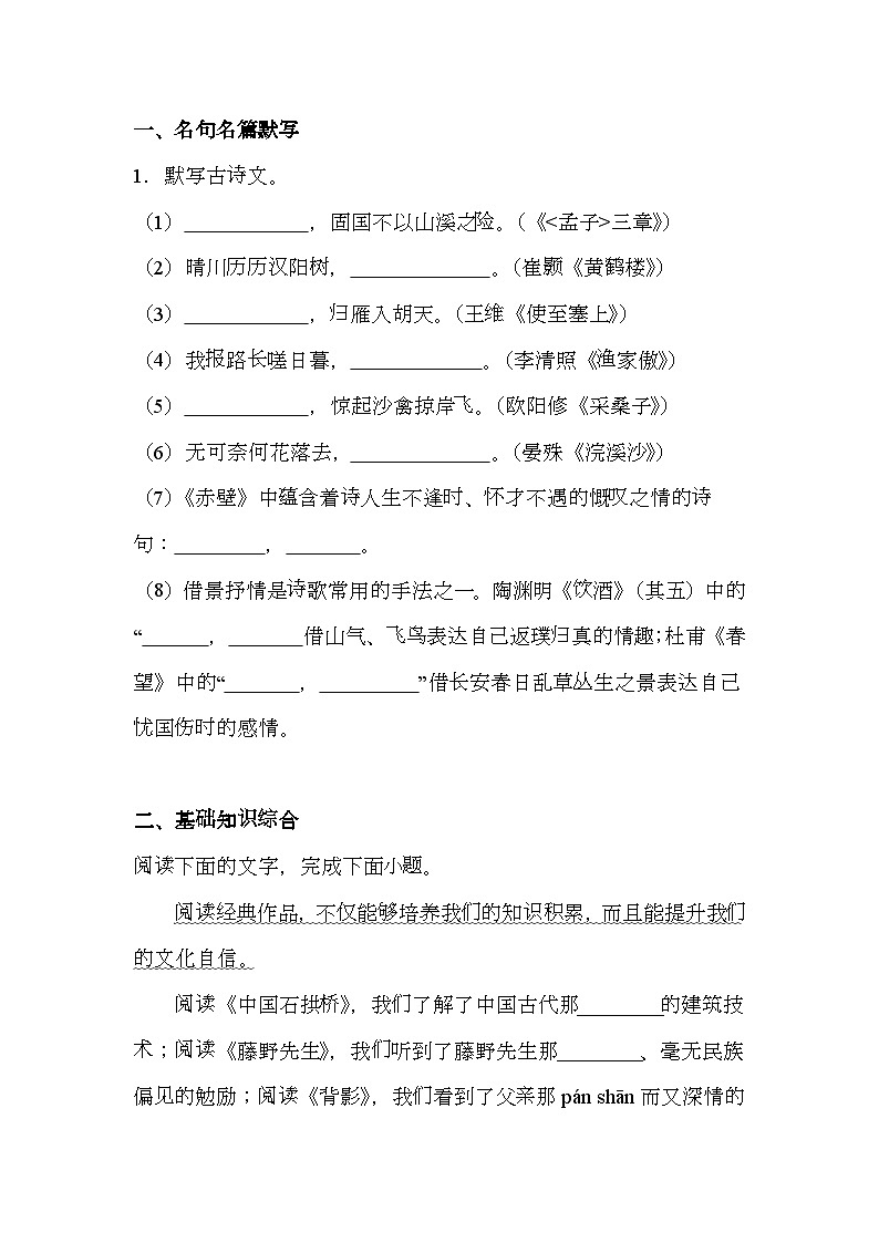 广东省揭阳市普宁市2024-2025学年八年级上学期期末 语文试题（含解析）第1页