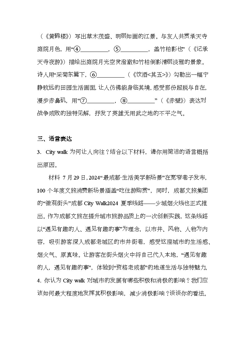 河南省周口市川汇区2024-2025学年八年级上学期期末 语文试题（含解析）第2页