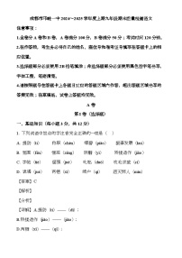 四川省成都市邛崃市第一中学校2024-2025学年九年级上学期期末 语文试题（含解析）