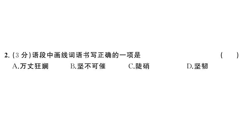 初中语文新人教部编版七年级下册第二单元综合训练 作业课件（2025春）第3页