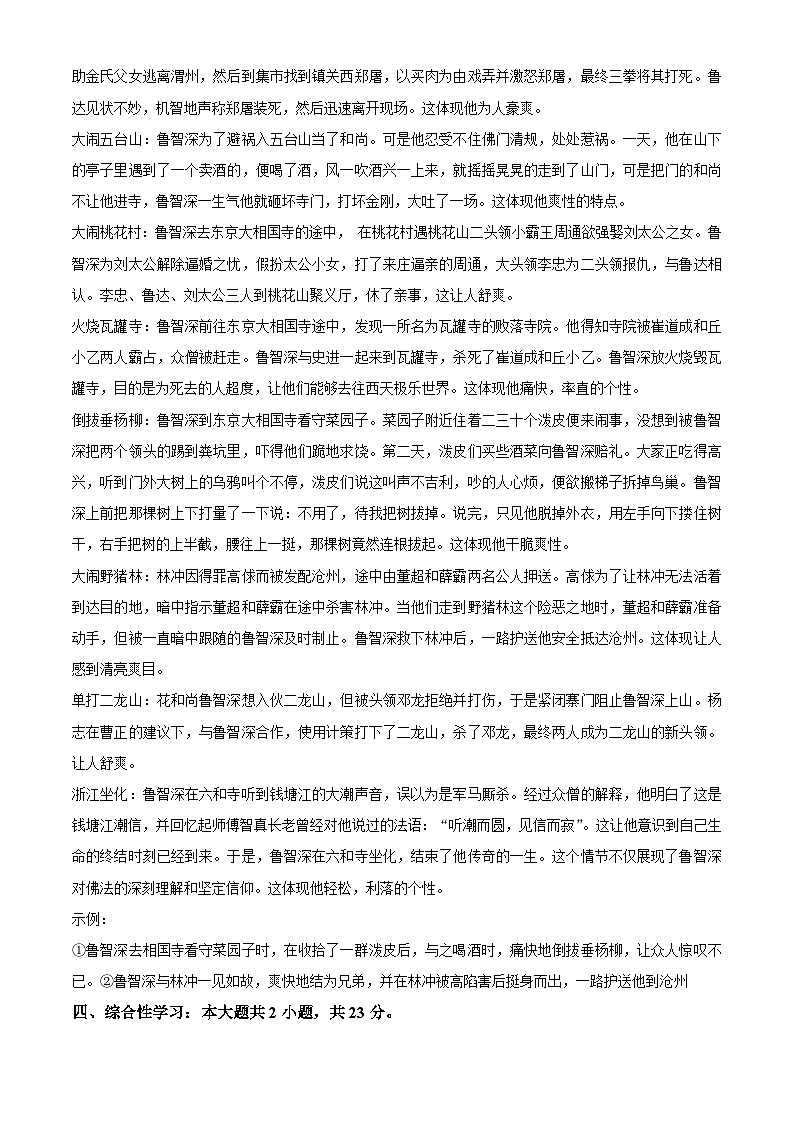重庆市南川区2024-2025学年九年级上学期期末语文试题（解析版）第3页