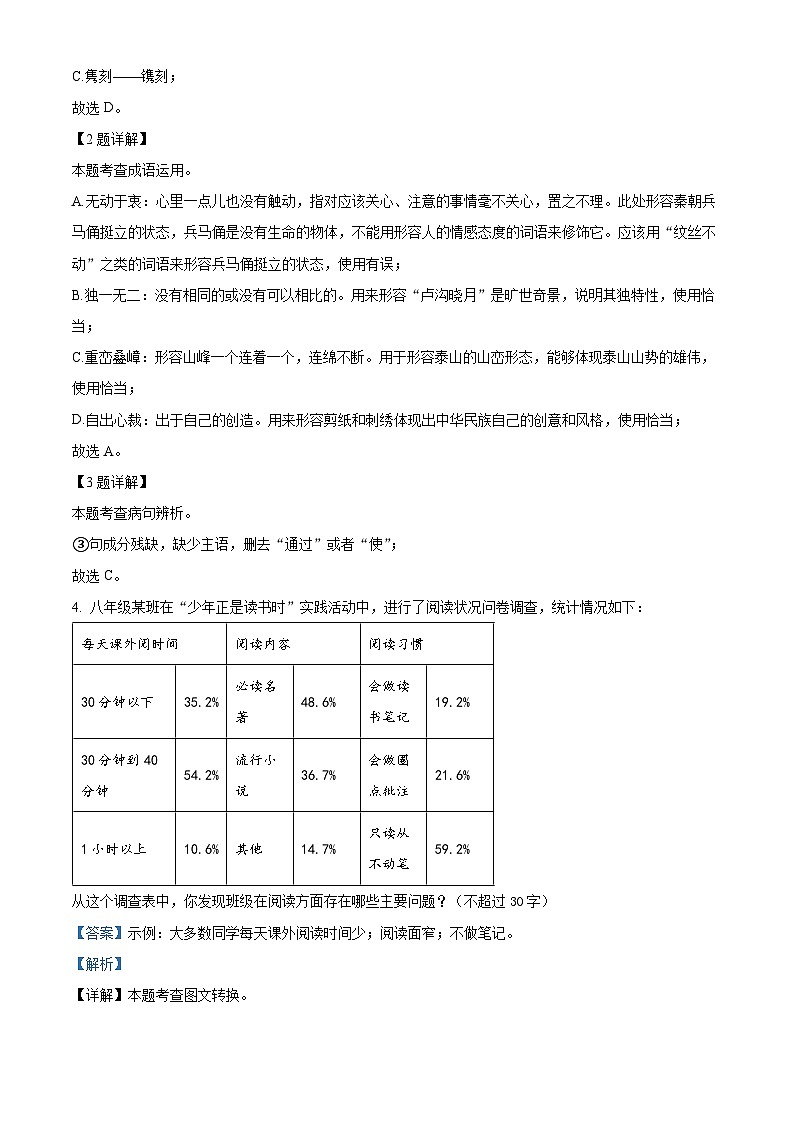 山东省济南市莱芜区2024-2025学年八年级上学期期末语文试题（解析版）第2页