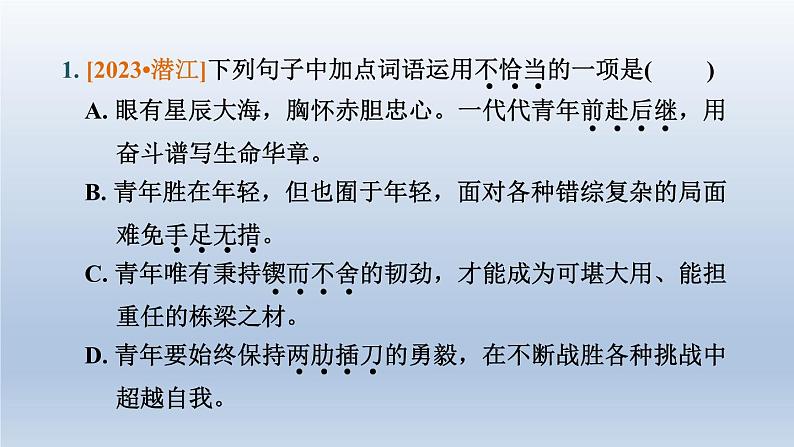 湖北省2024中考语文课件第一部分积累与运用专题二词语运用第2页
