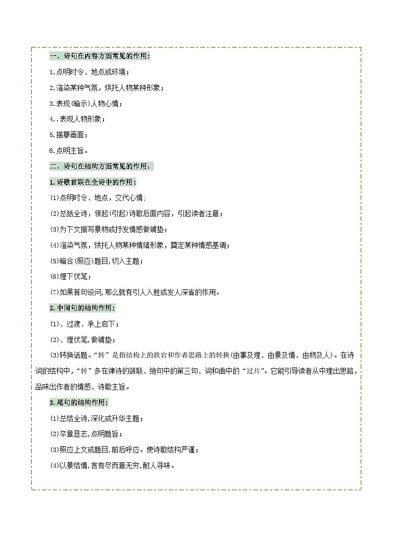 专题22 古诗词鉴赏之诗句、艺术形象及描绘画面（1份思维导图+考点分类梳理+6大陷阱避坑法）（原卷版）第2页