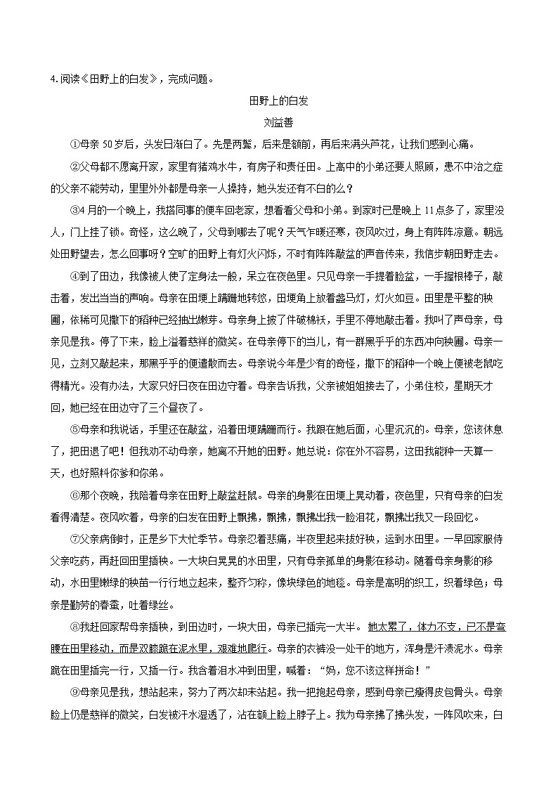 2024-2025学年北京市门头沟区七年级（上）期末语文试卷（含详细答案解析）第3页