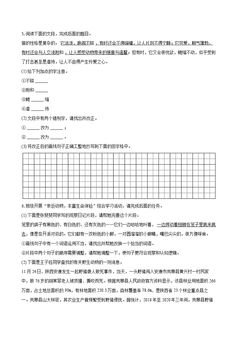 2024-2025学年河南省洛阳市郾城区七年级（上）期末语文试卷(含详细答案解析)第2页