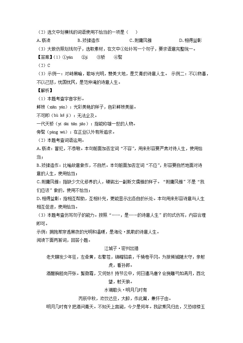 内蒙古自治区呼伦贝尔市鄂伦春自治旗2024-2025学年九年级上学期期末考试语文试卷（解析版）第2页