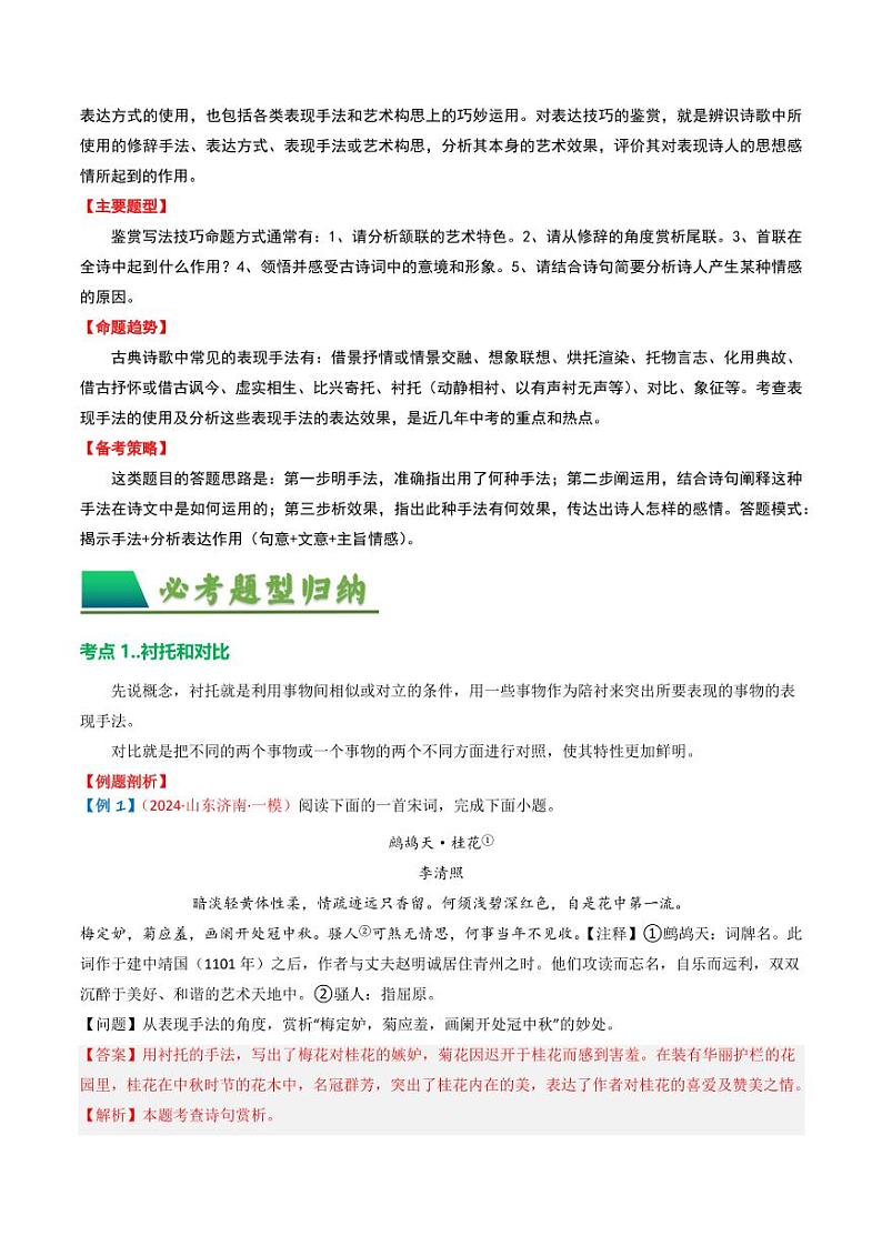 专题03：古诗词鉴赏之表现手法-备战2025年中考语文一轮复习古代诗歌阅读（全国通用）教师版第2页