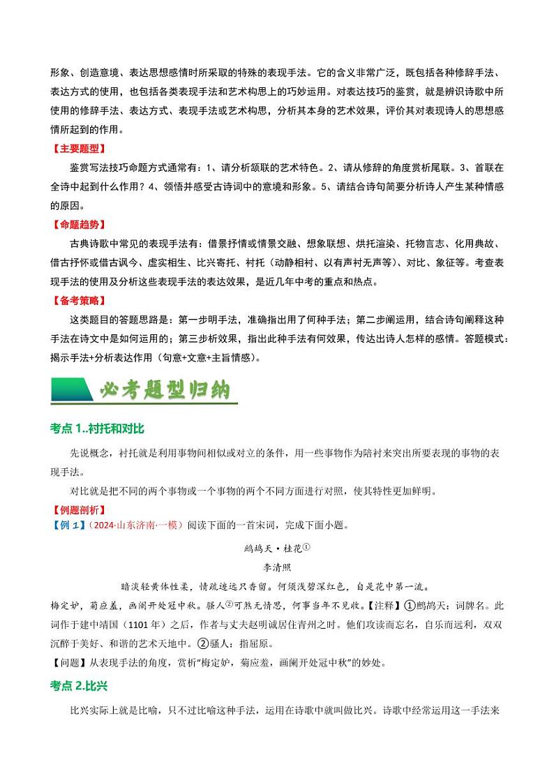 专题03：古诗词鉴赏之表现手法-备战2025年中考语文一轮复习古代诗歌阅读（全国通用）学生版第2页