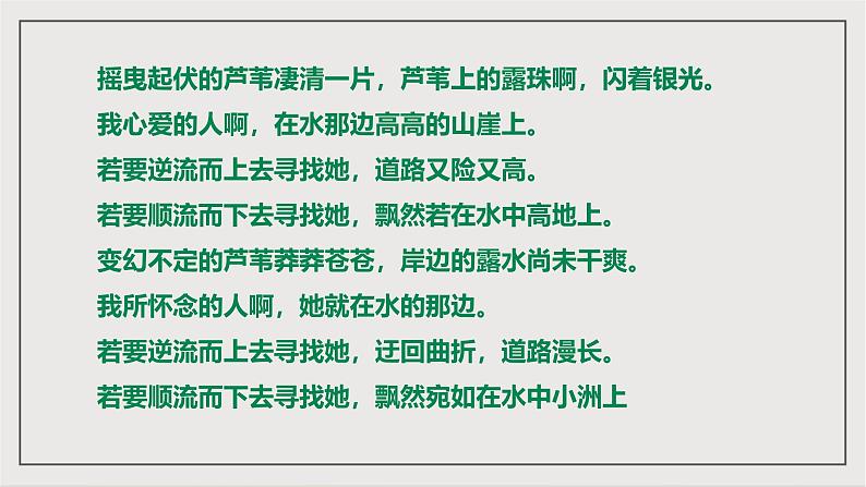 人教部编版（五四制）语文八下第12课 《诗经》二首 蒹葭》 课件第8页
