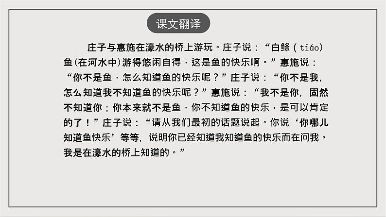 人教部编版（五四制）语文八下第21课《庄子》二则——庄子与惠子游于濠梁之上 课件第8页