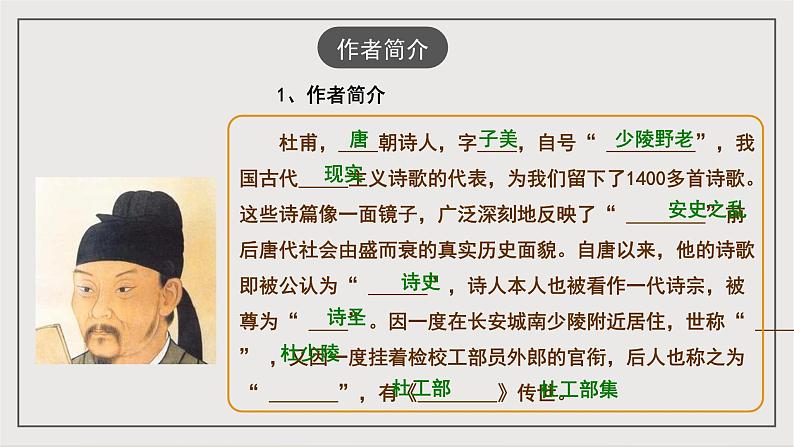 人教部编版（五四制）语文八下第24课 唐诗三首 《石壕吏》课件第5页