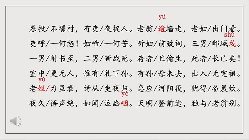 人教部编版（五四制）语文八下第24课 唐诗三首 《石壕吏》课件第7页