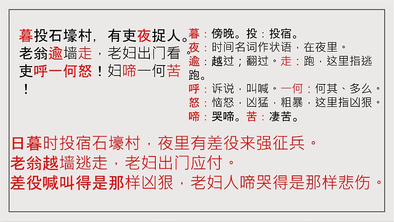 人教部编版（五四制）语文八下第24课 唐诗三首 《石壕吏》课件第8页