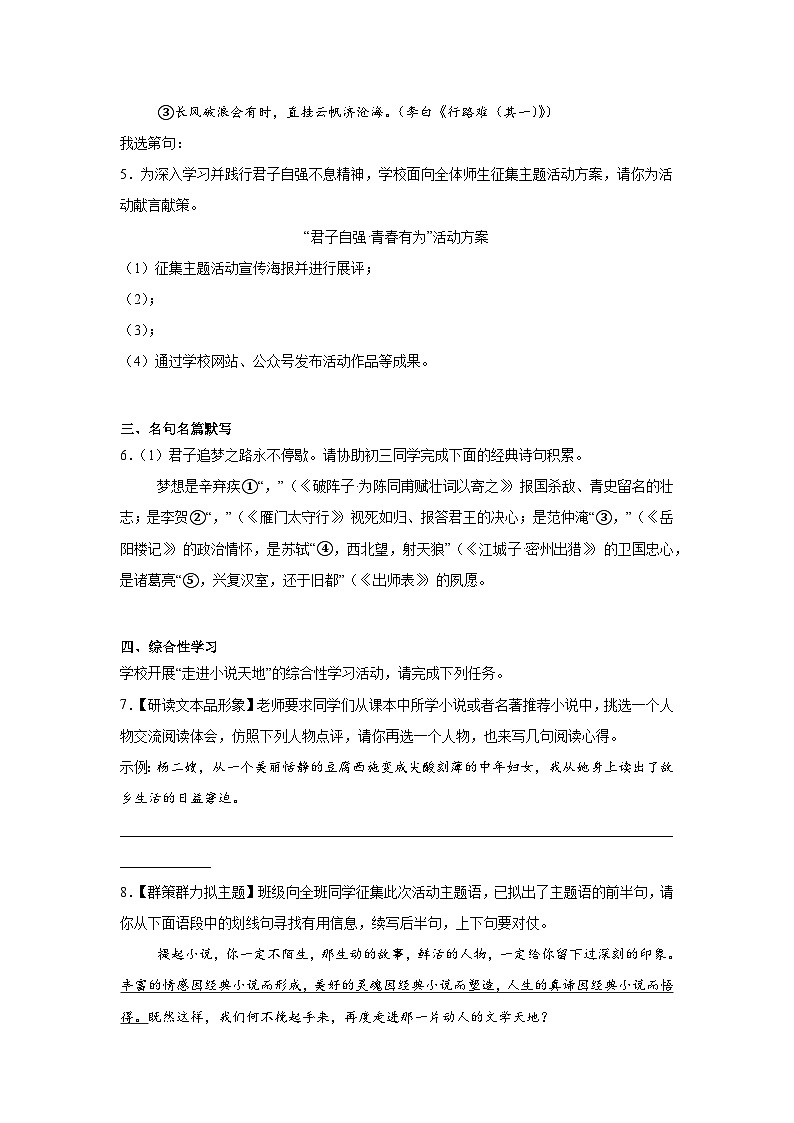 山东省德州市天衢新区2024-2025学年九年级上学期期末语文试题第2页