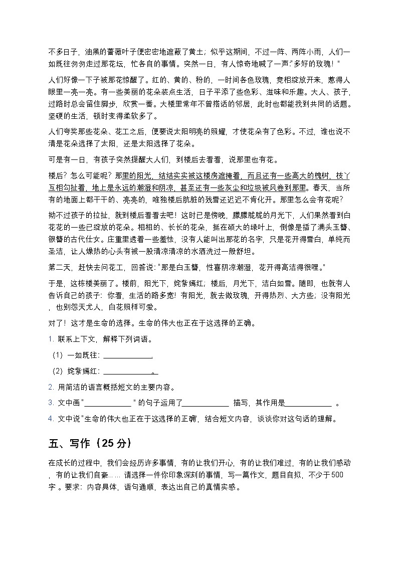 统编版中学六年级下册语文期末模拟测试卷第3页