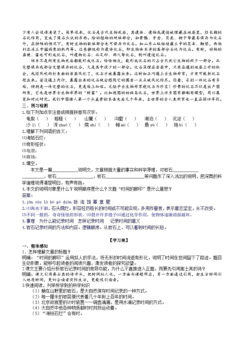 8《时间的脚印》导学案（教师版）第2页