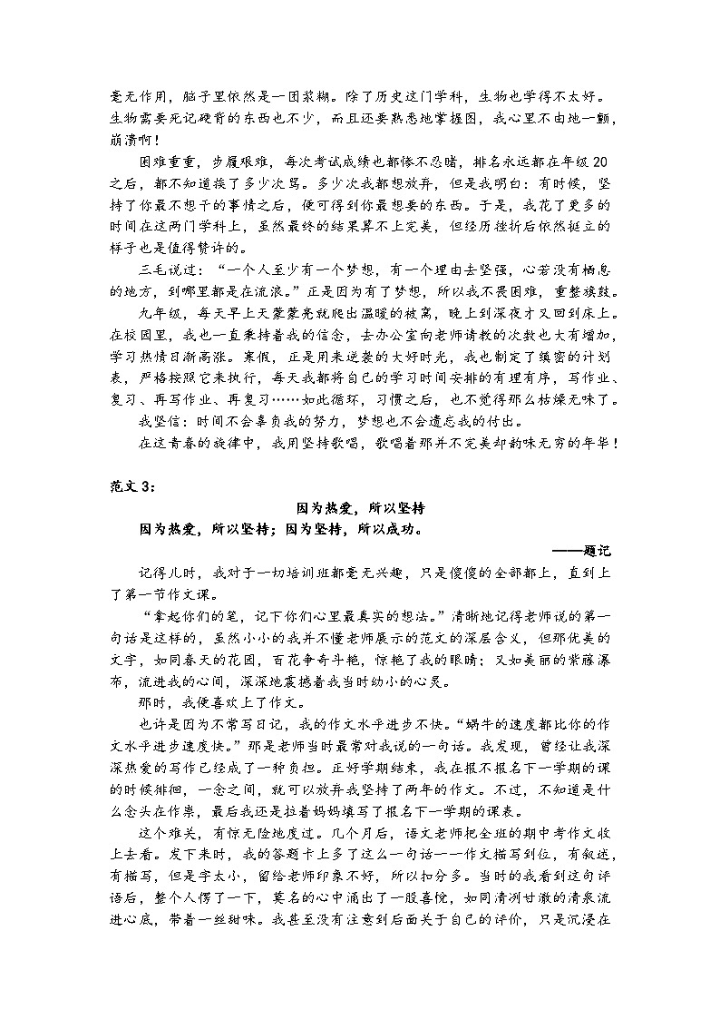中考语文命题作文专项训练（坚持坚守青春励志类）第3页
